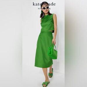 Kate Spade Green Duchess Satin Pencil Skirt Women 8 NWT $248